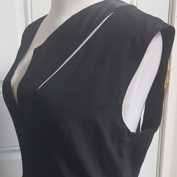 BOUCHRA JARRAR Silk Trim V-Neck Sleeveless Dress 42 - Picture 8 of 16